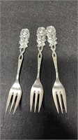 German Rose Pattern Forks Set Of 3 - 100 Silver Pl