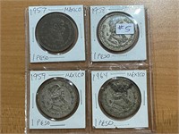 4 Mexican Silver Coins 1957,1958,1959,1964