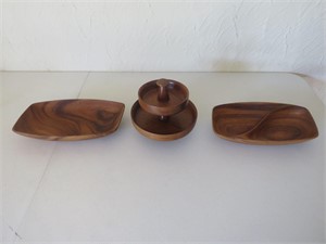 Vintage Wooden Bowls & Two Tier Tray