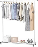 Simple Rolling Metal Clothing Rack, White