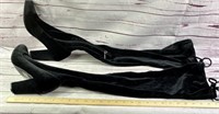 Long black suede shoes, size 7.5, ladies