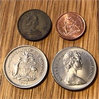 (4) Mixed Bahamas Coins