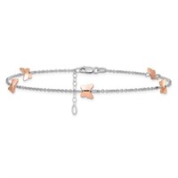 14 Kt White and Rose Gold  Butterfly Anklet