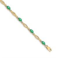 14k- Diamond and Emerald Bracelet