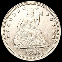 1876-CC Seated Liberty Quarter CLOSELY