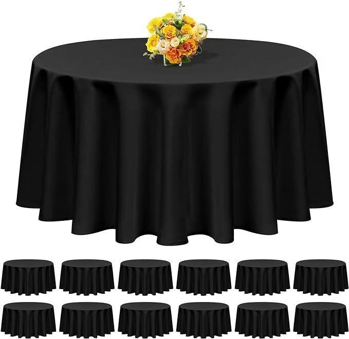 12 Pack Round Tablecloth 120 Inch - Black Polyest