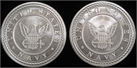 (2) 1 OZ .999 SILVER US NAVY ROUNDS