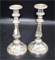 Pair vintage silver plate candlesticks