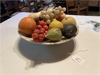 Vintage Alabaster Fruit in Marble Bowl