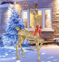 Hoyechi Lighted Christmas Reindeer & Moose Family