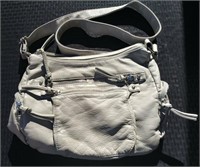 Grey Leather Zipper Purse Great Shape