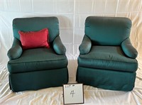 Pair of Drexel Heritage Green Upholstered Chairs