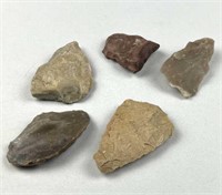 (5) Native American Arrowhead/Tool Fragments