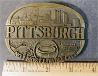 PITTSBURGH PA SOLID BRASS BELT BUCKLE