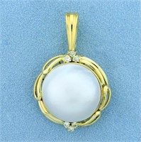 Large Mabe Pearl and Diamond Statement Pendant in