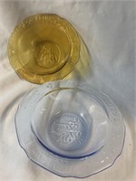 VTG Tiara Glass Bowls Amber Blue Three Blind Mice