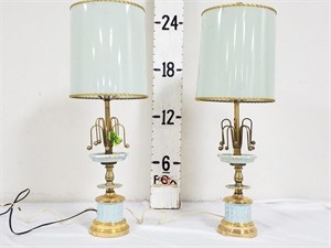 (2) Vintage Blue Decorative Bedside Lamps