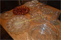 Misc Glass relish dish, cake holder, rolling pin
