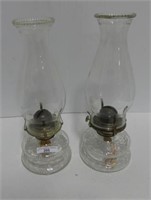 2 - PRESS GLASS OIL LAMPS