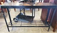 METAL BASE MARBLE TOP HALL TABLE