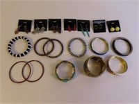 Tray Lot of Bangle Bracelets & Earrings