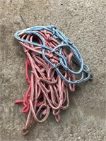 10 Used Rope Horse Halters - Red & Blue