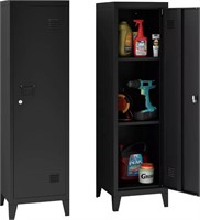 3 Shelves Metal Locker Storage Cabinet in Black