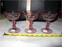 3 Vtg Imperial Light Pink Sherbert Glasses