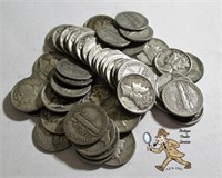 (50) Random Date/Grade Mercury Dimes