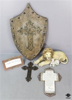 Wall Decor, Plaque on Stand & Figurine / 5 pc