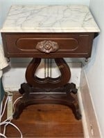 Antique Wood and Marble Accent Table, Measures: