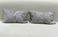 PAIR of Diamond Patterned Grey Toss Pillows