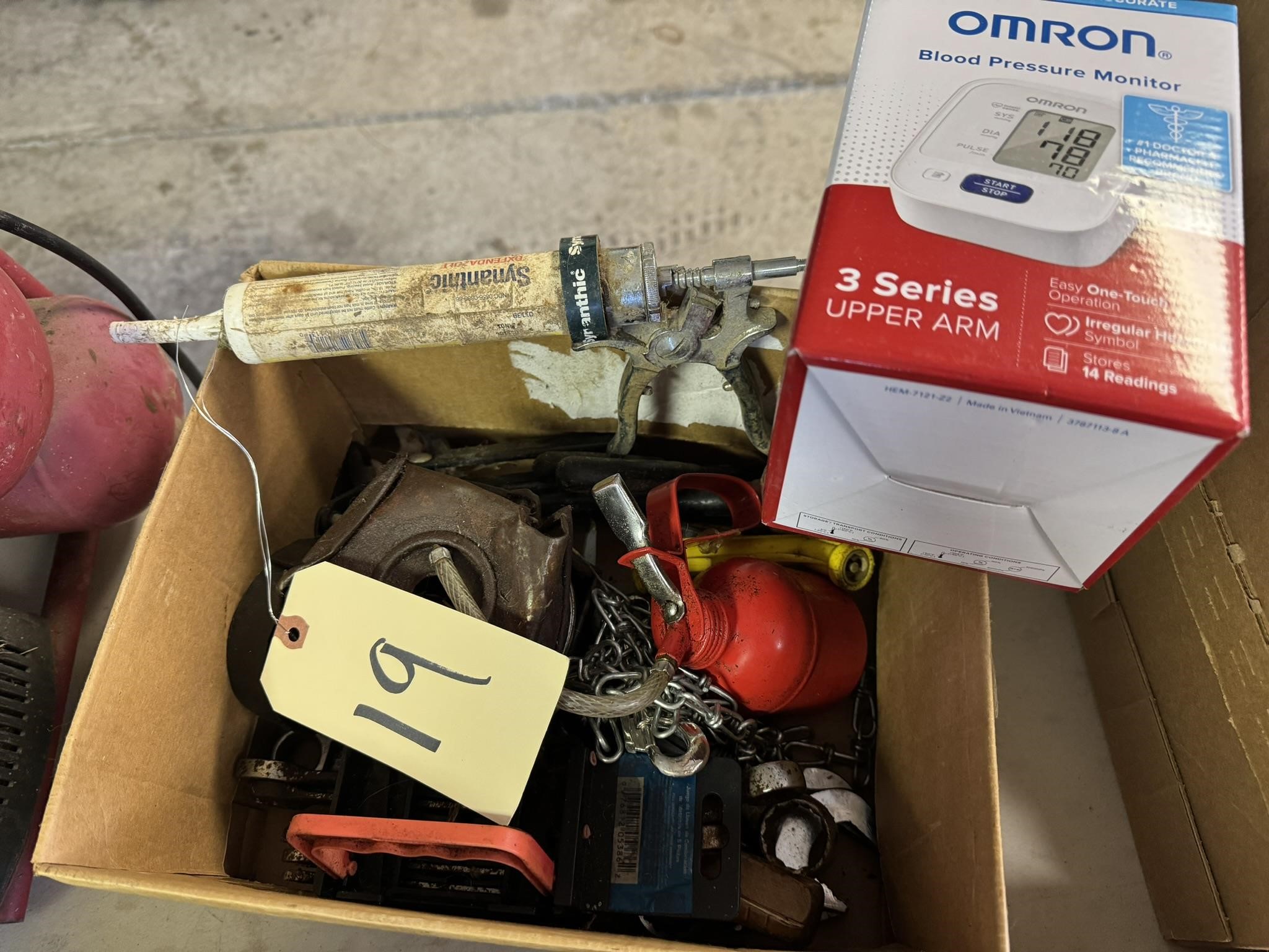 Box of Misc. Tools, Wrenches, Oilers
