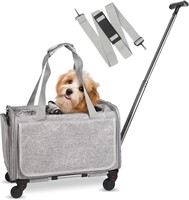 Cat Carrier with Wheels  Up to 25 LBS  Grey