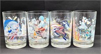 Set Of 4 Disney Glass Cups Mickey Mouse