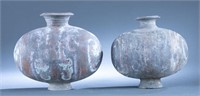 2 Chinese Han Dynasty cocoon jar.