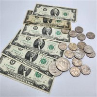 2 Dollar Bills, Susan B. Anthony, & Eisenhower