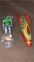 Tin friction rocket,1980 dr doom figure