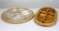 (2) Gold-Rimmed Divided Relish Dishes