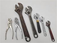 (7) Wrenches / Pliers, 6", 10" & 12" Crescent &...