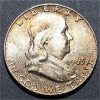1963-D Franklin Half Dollar - FBL GEM TONER