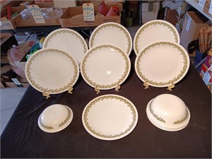 13 Piece Lot Of Green Floral Corelle Ware. Nice!