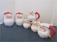 Avon Jolly Santa Mugs and Two Candy Jar NO SHIP