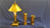 LAMPS, GROUP OF (2) BRASS OIL LAMPS AND (2)
