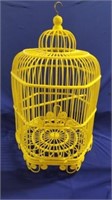 WOODEN BIRD CAGE, YELLOW