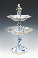 MEISSEN TWO-TIERED PIERCED COMPOTE WITH FIGURE