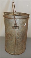 Vintage Rusty Metal Bucket with Lid
