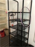 Black Metal Shelving Unit 6 Shelves with Contents