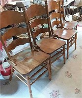 Oak dining chairs, 4  high back chairs.