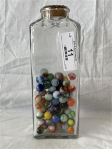 3 Sided Glass Jar of Marbles